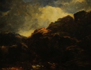 ANONIMO, Escuela de Baarbizón, siglo XIX. PAISAJE MONTAÑOSO, óleo sobre tela. Mide: 38,5 x 47,5 cm.
