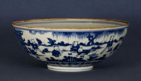 Bowl de porcelana china, decoracin de nios formando una orquesta
