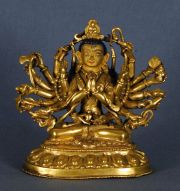 Shiva, escultura con bao dorado