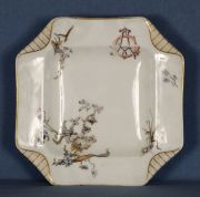 Pz. porcelana Haviland, dos rabaneras (1 restaurada) y 8 platos (2 casc).