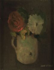 Otero, Vaso con flores óleos (jarrones en blanco)