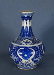 Vasos de porcelana oriental esmalte azul y blanco