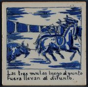 Azulejos Españoles , esmalte blanco y celeste con iscripciones. Avs. (19)