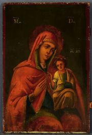 Virgen con Nio, icono Ruso sobre tabla.