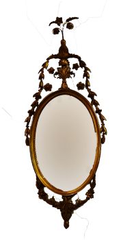 Espejo oval de madera talladorada