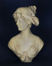 Cipriani, A. Busto de mujer, escultura en mrmol.