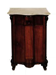 Mesa de luz Victoriana, una puerta un cajon, tepa de marmol