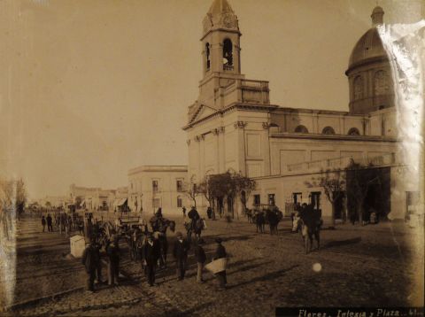 RIMATHÉ, Albúminas: Flores, Iglesia y Casa N° 41y Plaza Lorea N° 15, 15 x 21 cm. circa 1890