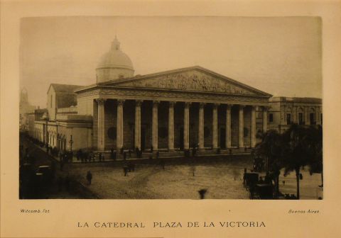 FOTOGRAFIA. Witcomb. La catedral. Plaza de la Victoria. Fototipia año 1889. Enmarcada