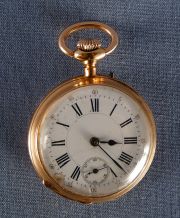 Reloj de bolsillo de oro. Geneve con monograma G-D, esfera con rotura . Numerado 11567