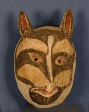 Mascara Chane, Zoomorfa, de palo borracho, h: 28,5 cm. Hacia 1950