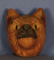 Mascara Chane, Felino, de palo borracho, h: 29 cm. Hacia 1930/40