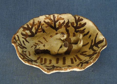 Niño Jesús en su cuna, figura Chane de cerámica