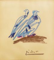 Picasso, dos palomas, litografía
