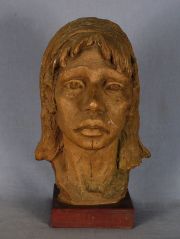 R. Delgado. Mujer Santiagueña. escultura cerámica.
