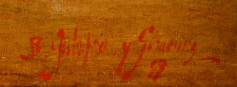 BALDOMERO GALOFRE Y GIMENEZ, FERIA, óleo de 63 x 118 cm.c/factura de compra Gal. Velazquez año 1958
