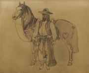Campos, Gaucho y caballo, dibujo.