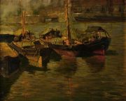 Viidal Barros 'Barcas al sol', óleo