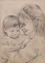 Lydis, dibujo lápiz. Enfants. 32 x 27 cm.