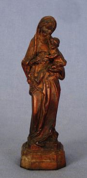 Virgen con niño, talla madera.