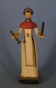 San Ignacio, talla madera, Hábito blanco.