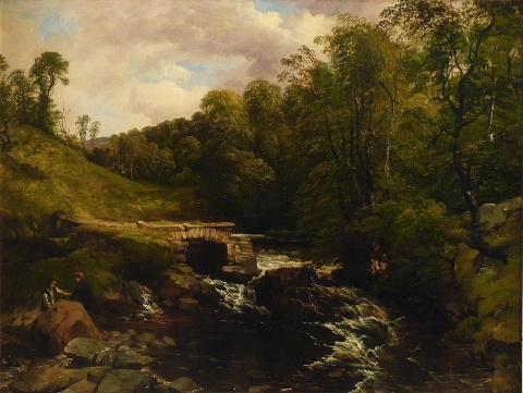 Lee, Frederic Richard. Paisaje, óleo, 47 x 62 cm.