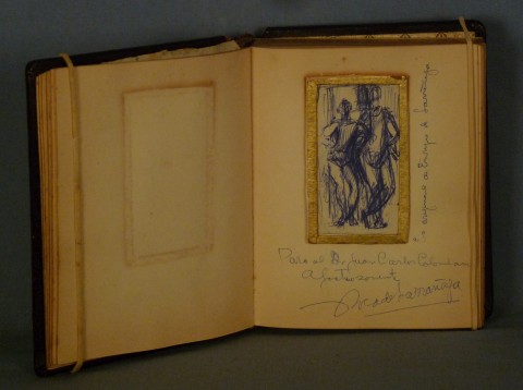 Libro con firmas de artistas y dedicatorias a Juan C. Colombano: M. Mujica Lainez, J.Otero,N.García Uriburu, R.Guitelzon