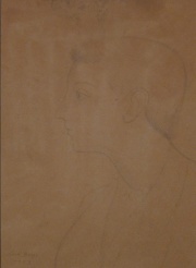 Norah Borges 1953 'Perfi, mujer con collarl', dibujo.