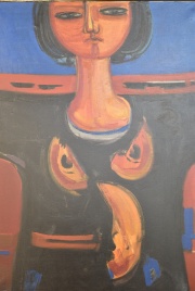 ANADON, Oscar 'Figura frente a un cerco rojo', 120 x 90 cm