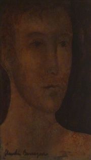 BARRAGAN, Claudio . Retrato I, óleo al dorso tarjeta Wildenstein