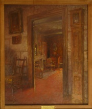 Paul Urtin, Interieur, óleo. Mide: 55 x 46 cm.
