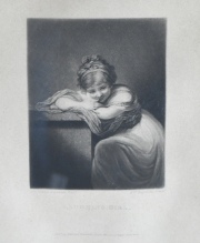 REYNOLDS, S.W. 'LAUGHINE GIRL', grabado, certificado al dorso. Mide 23 x 16 cm.