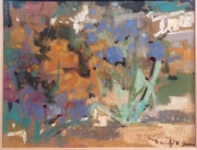 Filip, Dimetrio, Jardín, óleo pastel, Año 1975 de 25 x 32 cm. Al dorso cachet de Galería Rubbens.