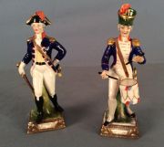 Dos Soldados Napoleónicos, porcela, base manufactura sellados.