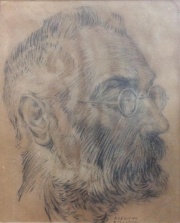 Hombre con anteojos, dibujo. Enrique Requena Escalada