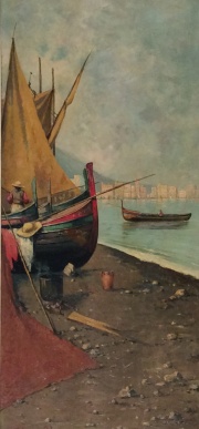 Tobias Polese. Paisaje costero, óleo 1892