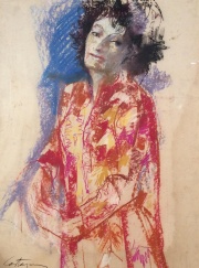 Castagnino, Juan Carlos 'Figura de Mujer', pastel sobre cartón original.
