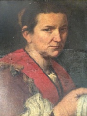 Retrato de dama antigua con rodete, óleo sobre tela.