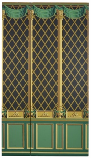 Cinco paneles. decoración de rombos en verde y dorado tamaño grandes y 5 chicos. Total 10 Paneles. 5 agregados chicos y