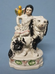 Perro con niña, figura de porcelana (Staffordshire)