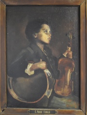 C. Vanni, Firenze. Violinista, pequeño óleo