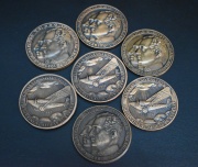 Siete Medallas 'IBERIA' España 1927. Cobre. Diám. 4 cm.