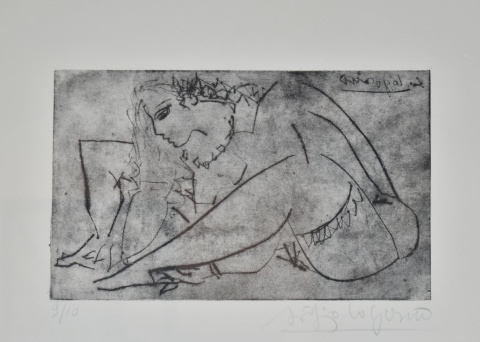 Cogorno, Santiago. Figura femenina, grabado Numerado 9/10. 26 x 17 cm.