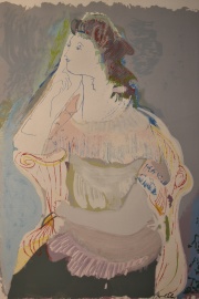 Soldi, Raúl. Serigrafía. Figura femenina. Mide 46 x 34 cm.