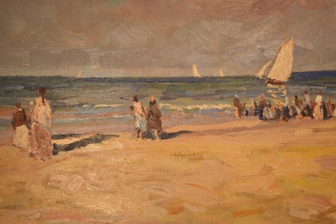 Montoya Ortiz 'Playa', óleo, firmado abajo a la derecha. 100 x 120 cm