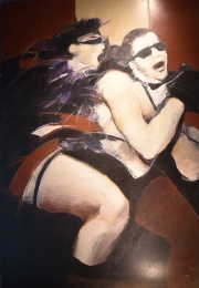 Mantegani, Roger, El Festejo, óleo sobre hardboard. 110 x 90 cm.