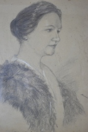 MOLINA ANCHORENA, MERCEDES, dibujo téc. mixta con pastel. Marco deterioros. 63 x 47 cm 1924.