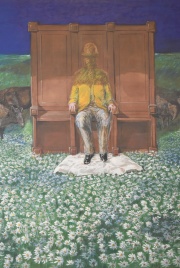 Capurro, Hombre Sentado, óleo sobre tela (132 x 132 cm) Peq. deterioros.