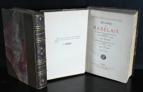 Rabelais: 'Oeuvres', Paris, Garniere Freres. Ej, N 150. Enc. 1/2 cuero con punteras. 2 Vol.