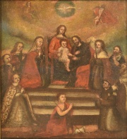 Cosmovisión Andina de la Historia del Cristianismo', óleo de 37 x 33 cm.